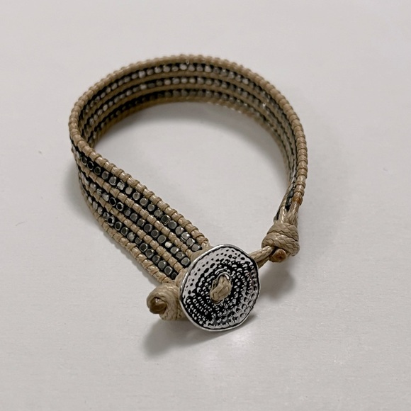 Wrap bracelet natural cord w silver detail - Picture 3 of 7